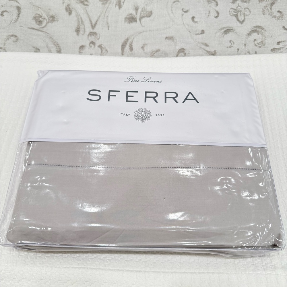 SFERRA LEONARDO PERCALE 4-PIECE KING SHEET SET TIN GREY MADE IN ITALY